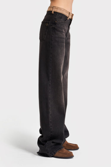 Wide Mid Rise Jeans - Chocolate