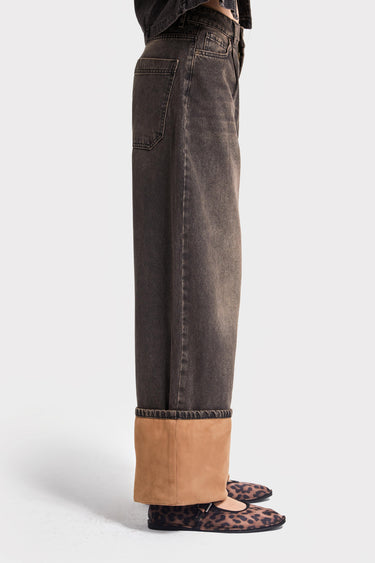 Baggy Mid Rise Jeans - Coffee