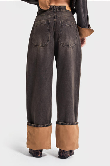 Baggy Mid Rise Jeans - Coffee