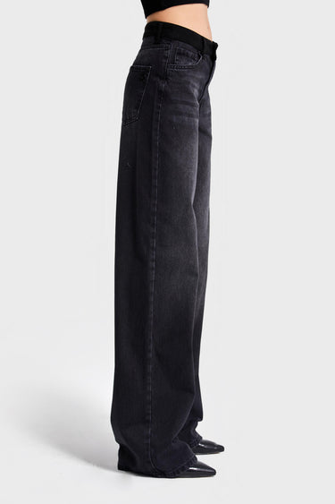 Wide Mid Rise Jeans - Slate