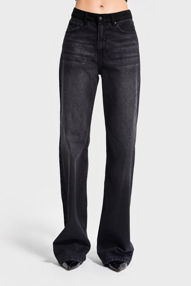 Wide Mid Rise Jeans - Slate