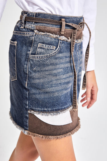 Layered Mini Denim Skirt