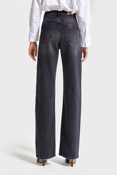 EMMA Rhinestone Straight High Rise Jeans - Soft Black