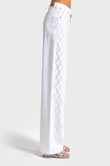 Rhinestone Straight High Rise Jeans