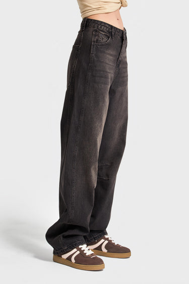 Baggy Mid Rise Jeans - Stone