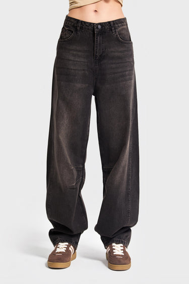 Baggy Mid Rise Jeans - Stone
