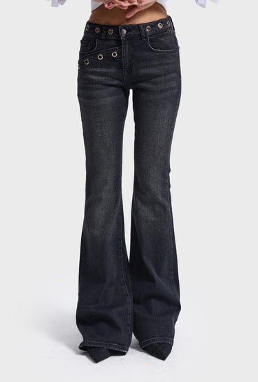 FLARE MID RISE JEANS - SOFT BLACK