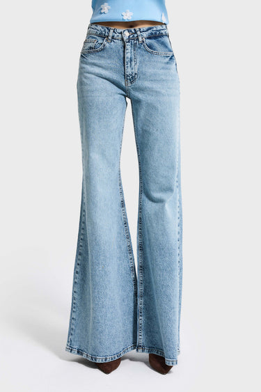 FLARE MID RISE JEANS - SKY