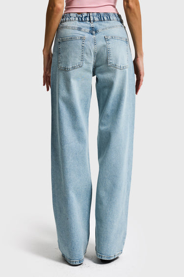 RHINESTONE LOOSE MID RISE JEANS