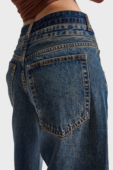 DOUBLE WAIST BAGGY JEANS - DEEP SEA