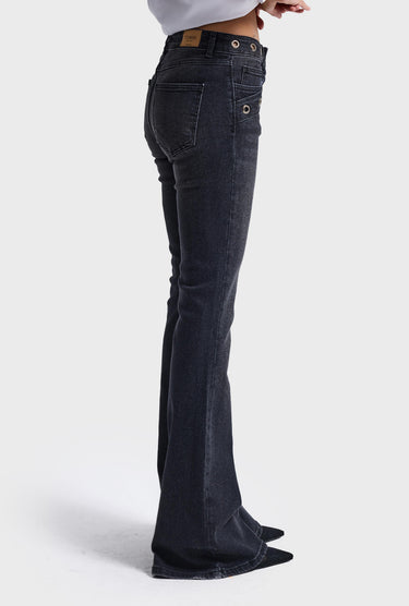 FLARE MID RISE JEANS - SOFT BLACK