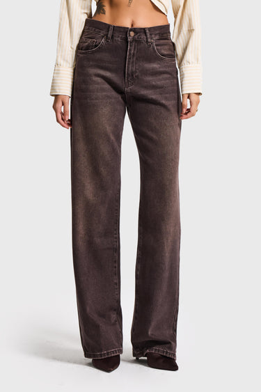 SOFIA Loose High Rise Jeans - Chocolate