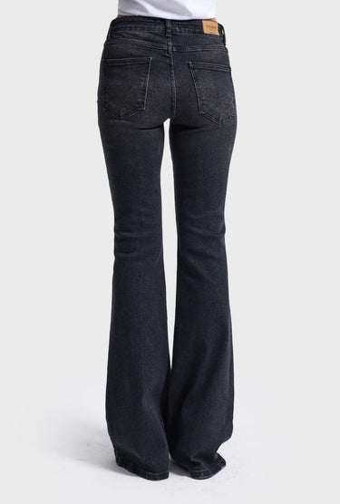 FLARE MID RISE JEANS - SOFT BLACK