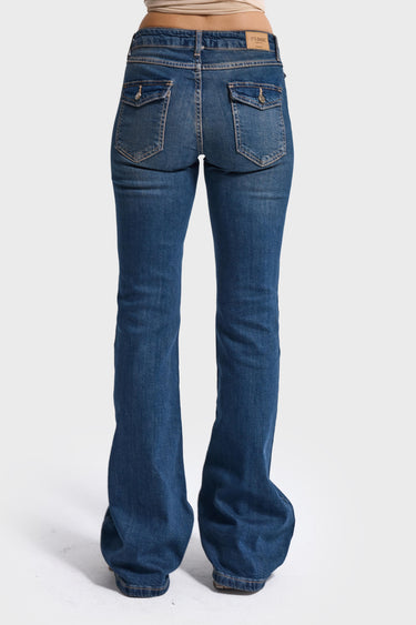 STACEY FLARE MID RISE JEANS - MIDNIGHT