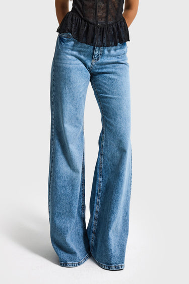 FLARE MID RISE JEANS