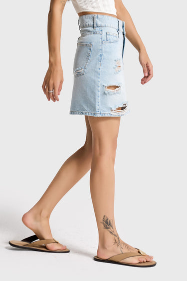 RIPPED MINI DENIM SKIRT