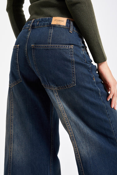 PALAZZO LOW RISE JEANS - DEEP SEA