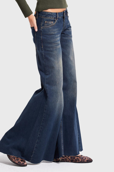 PALAZZO LOW RISE JEANS - DEEP SEA