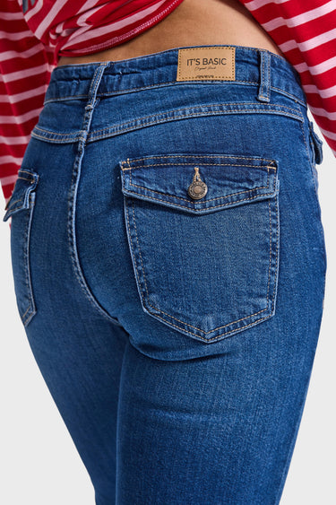 STACEY FLARE MID RISE JEANS - ROYAL BLUE