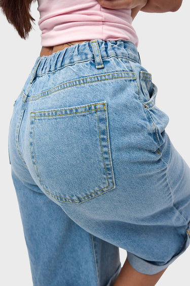 ELASTICATED BERMUDA DENIM SHORTS