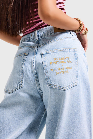 BARREL BALLOON MID RISE JEANS - ICE