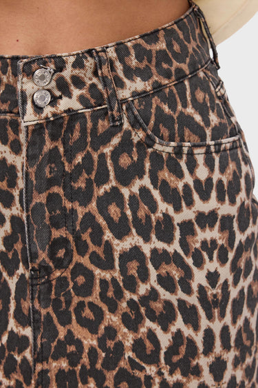 LEOPARD MINI DENIM SKIRT