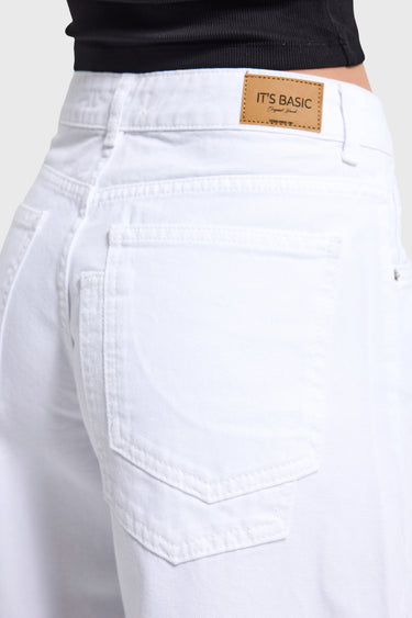 PALAZZO MID RISE JEANS - SNOW