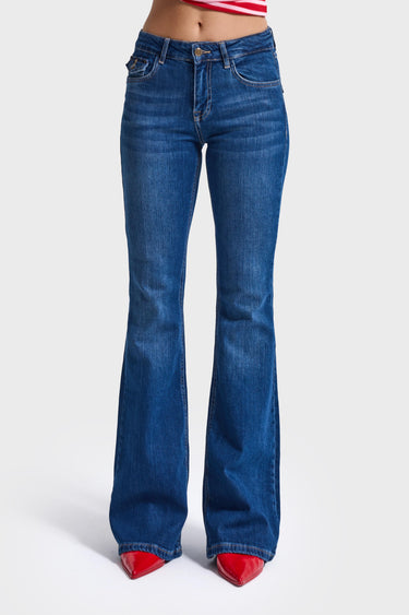 STACEY FLARE MID RISE JEANS - ROYAL BLUE