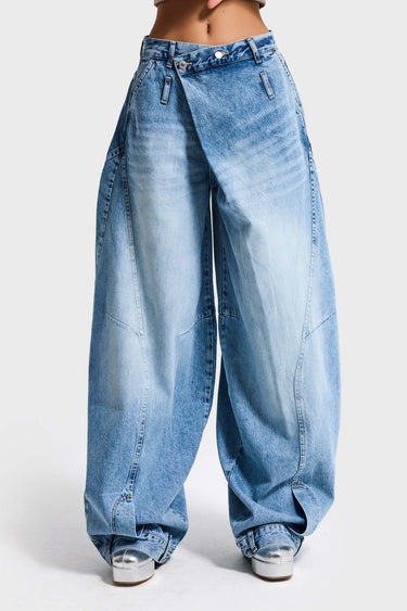 CROSS BAGGY BALLOON MID RISE JEANS