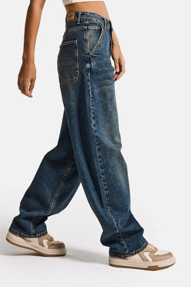 SKATER MID RISE JEANS - CORNFLOWER