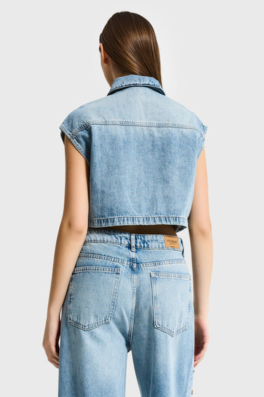 CROPPED DENIM WAISTCOAT
