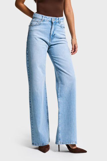 EMMA STRAIGHT MID RISE JEANS - Aqua