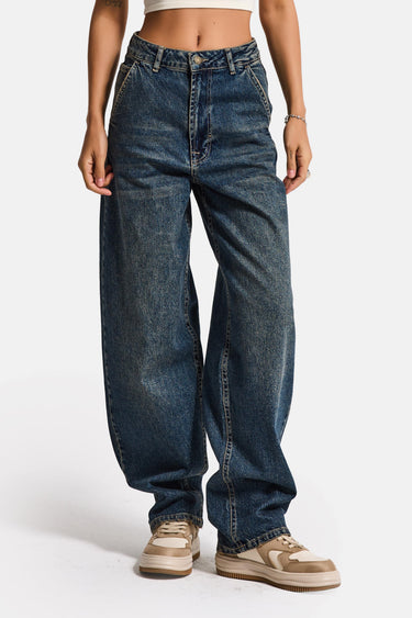 SKATER MID RISE JEANS - CORNFLOWER