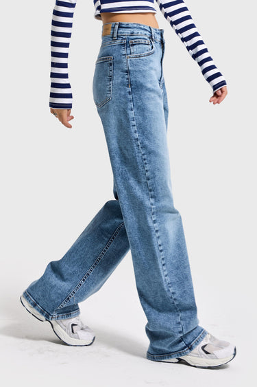 STRAIGHT HIGH RISE JEANS - BLEACHED