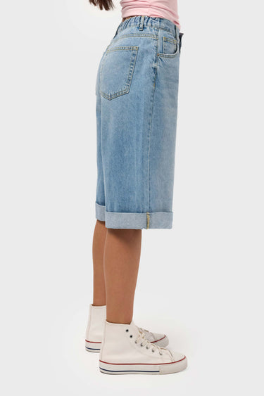ELASTICATED BERMUDA DENIM SHORTS