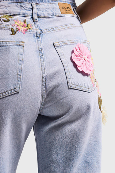 FLORAL STRAIGHT HIGH RISE JEANS