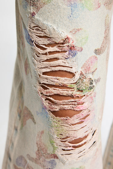 PRINTED LOOSE MID RISE JEANS