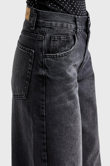 ELENA PALAZZO MID RISE JEANS - CHARCOAL