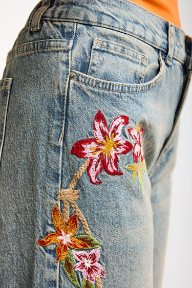 ELASTICATED WAIST FLARE JEANS