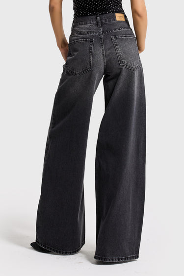 ELENA PALAZZO MID RISE JEANS - CHARCOAL