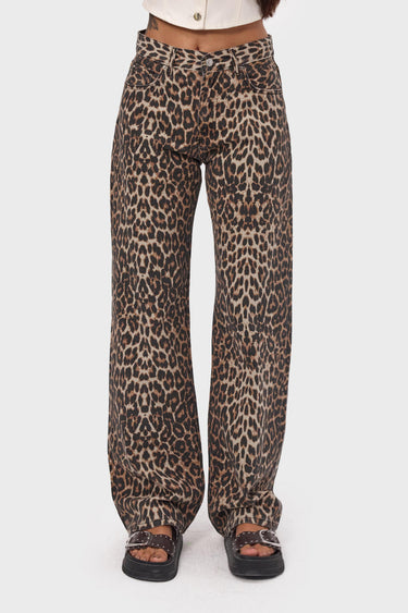 LEOPARD LOOSE MID RISE JEANS