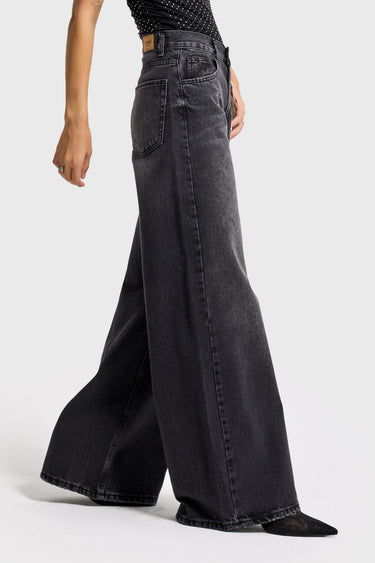 ELENA PALAZZO MID RISE JEANS - CHARCOAL