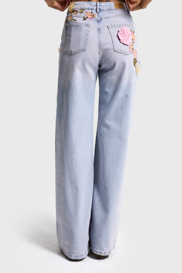 FLORAL STRAIGHT HIGH RISE JEANS