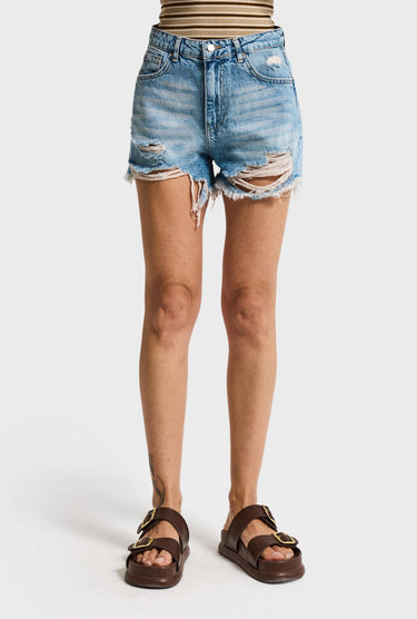 MINI DENIM SHORT - POWDER