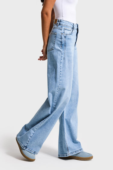 WIDE HIGH RISE JEANS - SKY