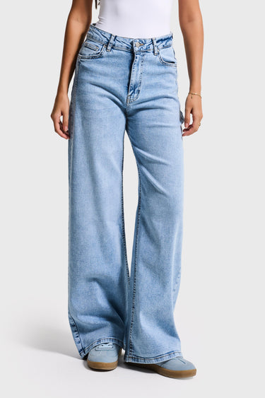 WIDE HIGH RISE JEANS - SKY