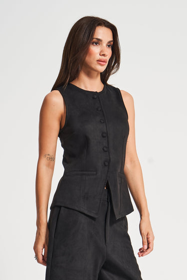 Suede Waistcoat - Graphite