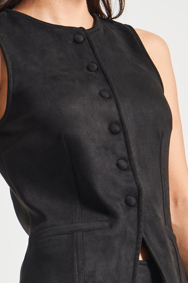 Suede Waistcoat - Graphite