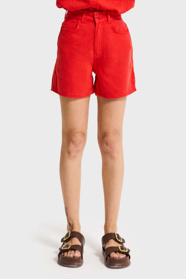 MINI DENIM SHORT - CRIMSON
