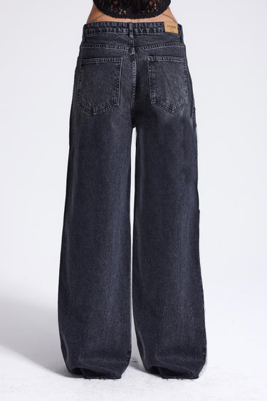 EYELET MEGA BAGGY MID RISE JEANS